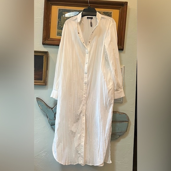 Dresses & Skirts - Caraclan Button Down White Long Shirt Dress Duster NWOT